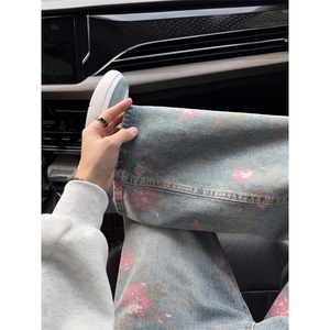 B221 美式ins高街小众桃花宽松直筒牛仔裤 LK24385-特P52控88图片