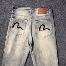 美式休闲痞帅刺绣浅蓝牛仔裤男直筒宽松高街百搭锥型裤ZNH132P52，男装牛仔裤，星座1112-1