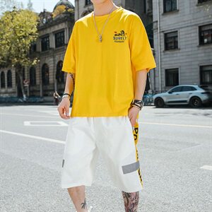 夏季短袖t恤男生套装帅气潮牌韩版潮流衣服DS773T