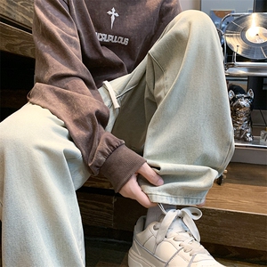 高品质，内包边！秋季做旧水洗直筒牛仔裤男   A080-9299-P40控68图片