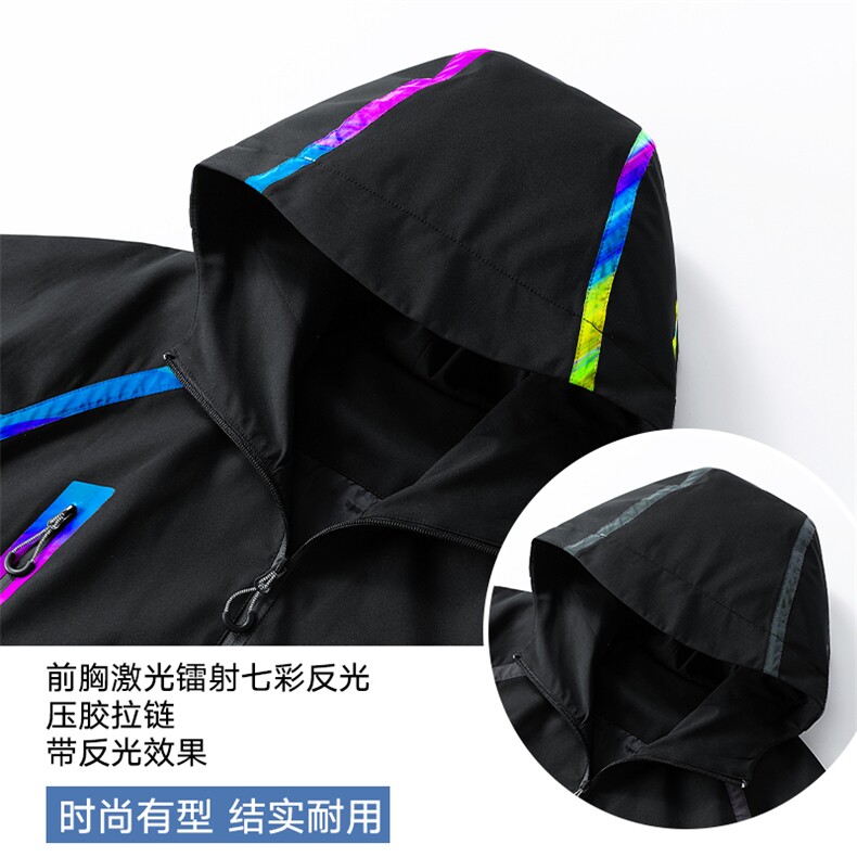 新款现货户外夹克男连帽烫金返光冲锋衣外套DSA157B-J2511-P65,男装夹克,电商A157B