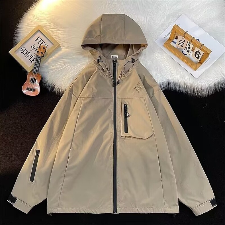 水洗新款山系潮牌户外防风防水冲锋衣外套长袖纯色青少年A77/P62,男装夹克,星座506B