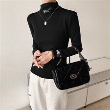 欧货加绒加厚半高领打底衫女2022秋冬t恤刺绣修身上衣潮，女装针织衫/毛衣，潮品会