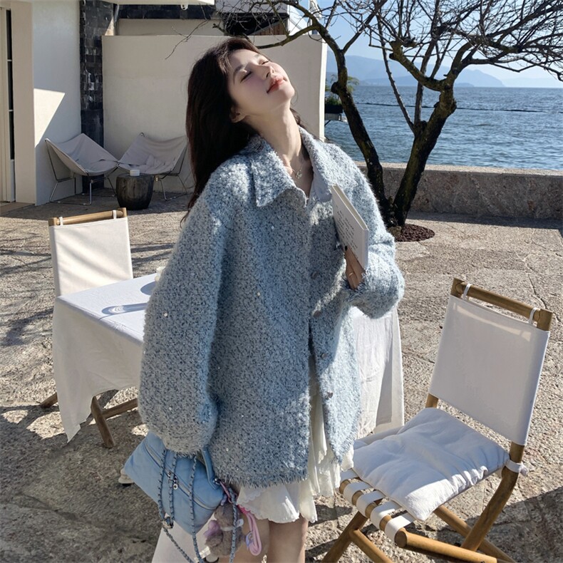 主推新款春季小香风毛边流苏亮片编织外套（大货已出）,女装毛呢外套,2C222