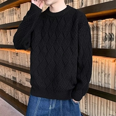 圆领毛衣男生宽松休闲潮流慵懒风毛衫线衣菱形个性时尚打底针织衫，男装T恤，星座506A