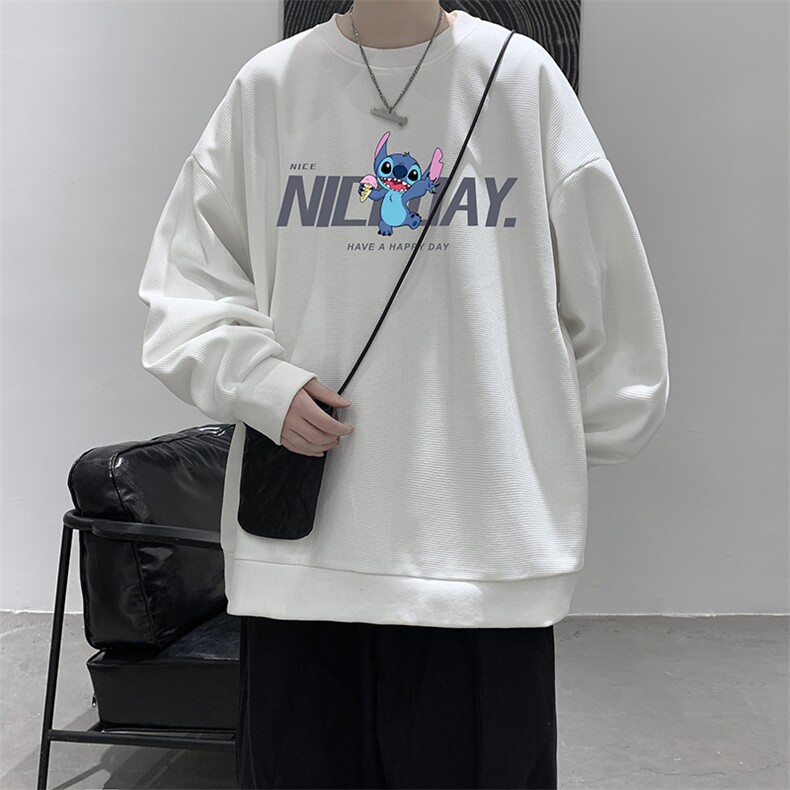华夫格卫衣圆领卫衣男大码长袖t恤男外套HW76173-P30加绒款-P40,男装卫衣,电商A040