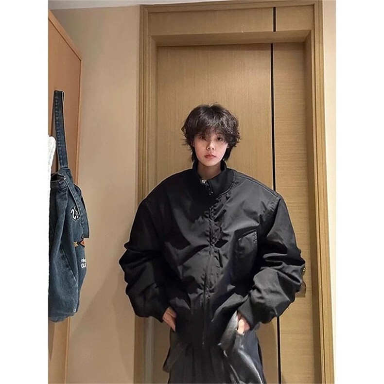 藏青色飞行夹克棉服男款冬季加厚廓形棉衣外套cleanfit,男装夹克,星座506A