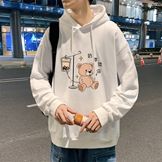 WY2194-P35加绒款-P40纯棉连帽卫衣男大码运动帽衫宽松薄外套男，男装卫衣，电商A040