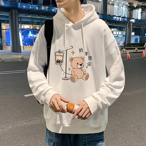 WY2194-P35 加绒款-P40 纯棉连帽卫衣男大码运动帽衫宽松薄外套男图片