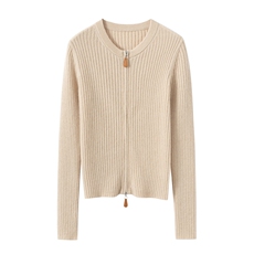 2025年秋季通勤拉链开衫时尚百搭通勤休闲，女装羊绒衫，朝思纯山羊绒