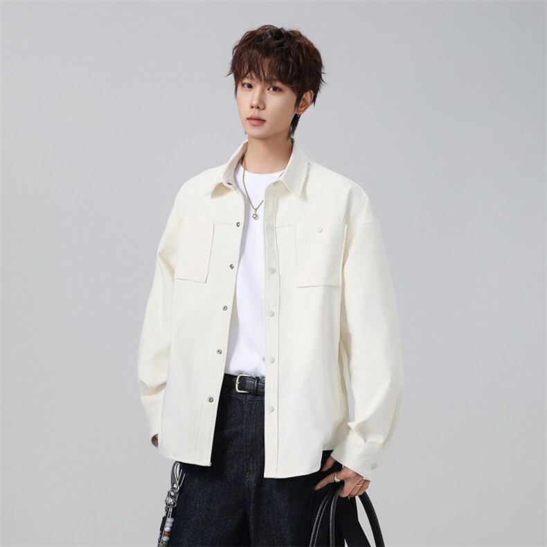 高品质鱼骨纹2026新款百搭翻领长袖衬衫A436-26020-P5589,男装衬衫,电商A436