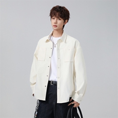 高品质鱼骨纹2026新款百搭翻领长袖衬衫A436-26020-P5589，男装衬衫，电商A436