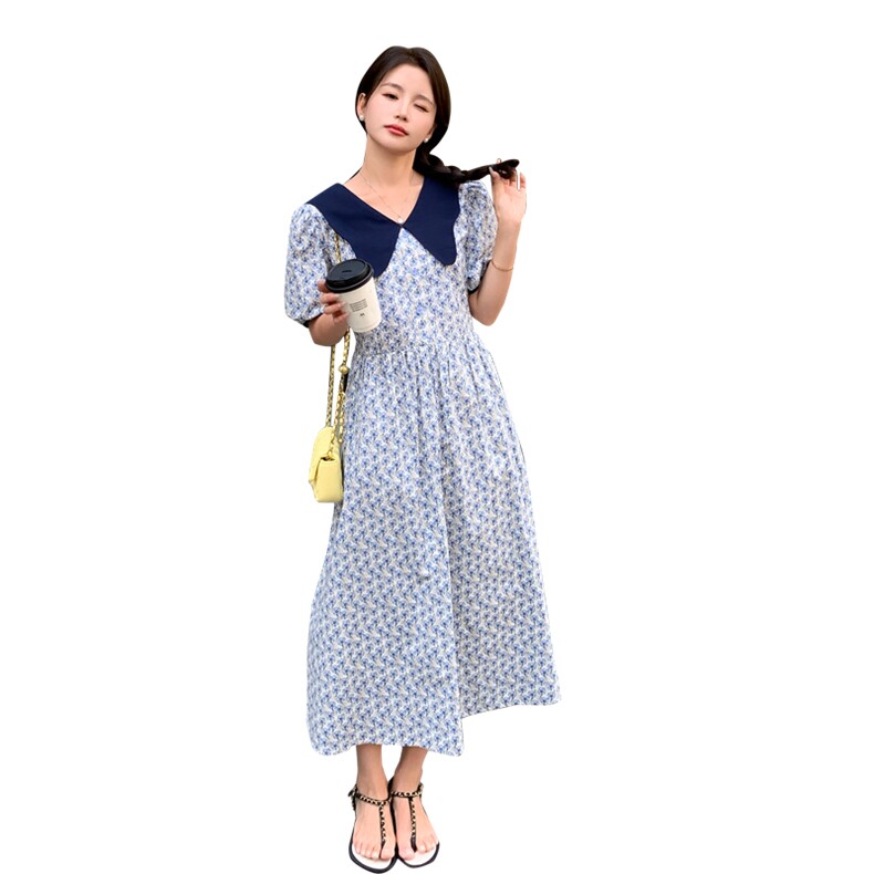 【新款有现货】碎花连衣裙长款82366-P105-K145,女装连衣裙,一九零