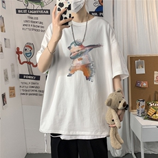 2021港风圆领青春休闲大码运动日系原宿潮流男士短袖宽松7933F25，男装T恤，星座227-7