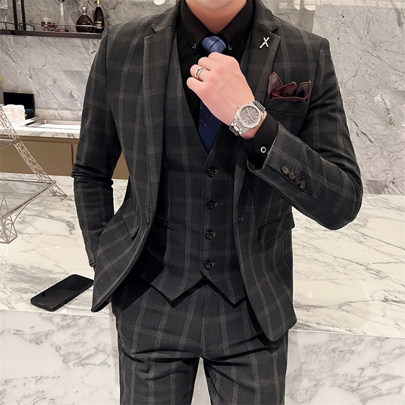 2025新款男士三件套装商务休闲西装2219-P220,男装西服套装,星座311B