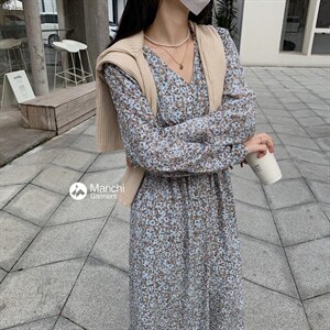 【现货】春季新款 韩版碎花连衣裙图片