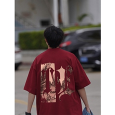 抖音现货供应2024新款260克纯棉大码白墨印花A158-T70-P28控48，男装T恤，电商A158