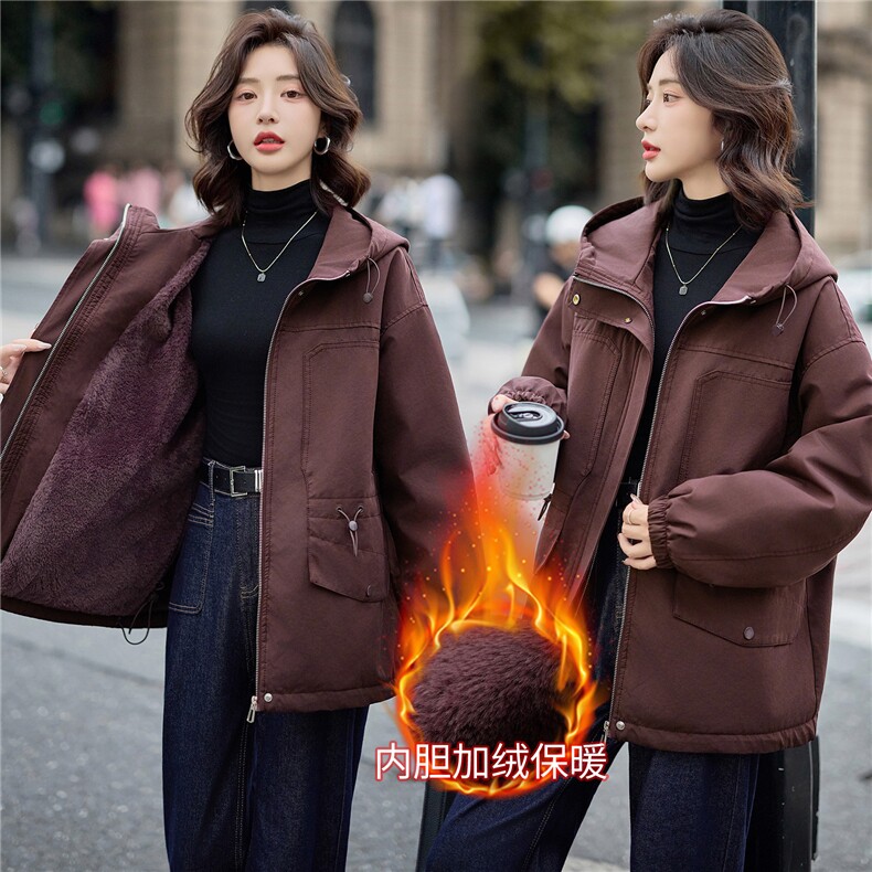 2025年冬季休闲连帽,女装派克服,文熹诺