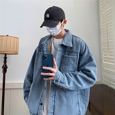 现货加绒牛仔棉衣外套男冬宽松情侣款复古加厚保暖翻领MY2225-P88，男装棉衣，星座1103-3
