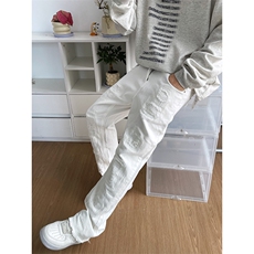 B221美式ins高街小众假破洞修身微喇牛仔裤LK22065-P65控88，男装牛仔裤，电商B221