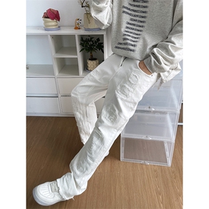 B221 美式ins高街小众假破洞修身微喇牛仔裤 LK22065-P65 控88图片