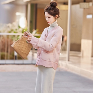 短款羽绒服女2024冬新款小个子高端小香风新中式小众白色轻薄外套图片