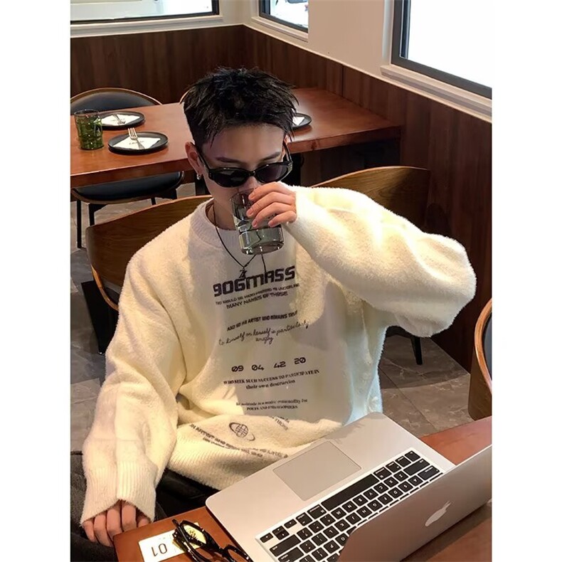 1506/QY1070/P69秋冬季套装美式复古重磅卫衣男生搭配牛仔裤图片