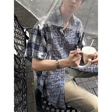 美式复古格子衬衫男长袖春秋季宽松寸衣潮牌情侣款衬衣，男装衬衫，四季星座505