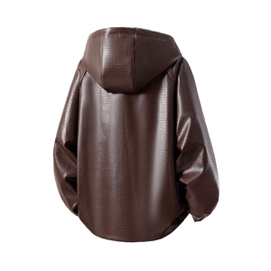 立体白底连帽鳄鱼纹PU皮衣大码M-5XL冲锋衣夹克男JK8744P90控128图片