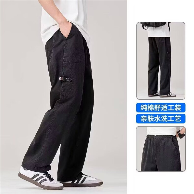1506/QA490/P43青年日系潮牌百搭潮流工装长裤春秋季宽松直筒裤图片