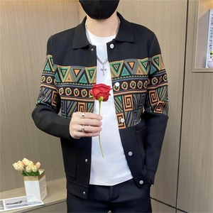 M3878-P70开衫男针织衫毛衣翻领外套秋季男士潮流修身夹克图片