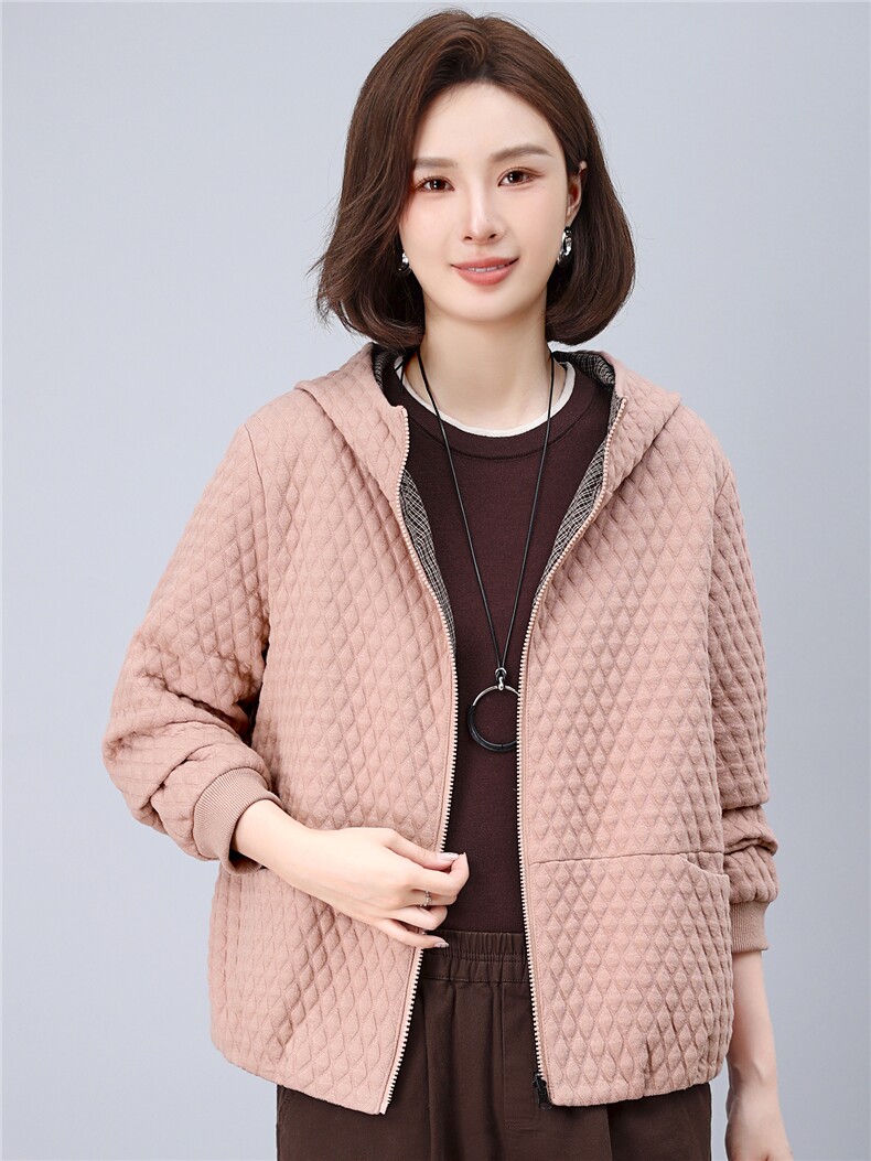 2026年春秋季新款时尚大码妈妈装气质显瘦休闲百搭两面穿外套,女装短外套,独衣靓