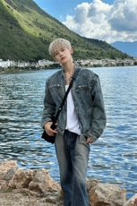 现货不缺货水洗牛仔衣宽松做旧牛仔外套1209-1-JK12-P78(网图)，男装工装外套，星座1209-1