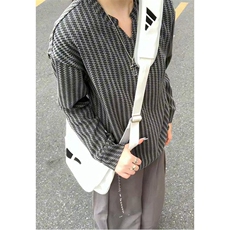 美式高街千鸟格子长袖T恤男女亨利V领英伦雅痞休闲宽松长袖打底衫，男装T恤，电商A486