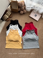 外穿挂脖吊带背心女夏季带胸垫短款内搭美背无袖上衣，女装背心吊带，梦白服饰厂