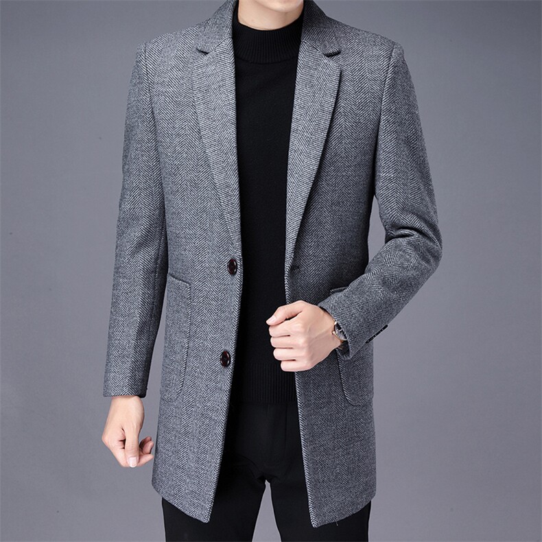 CKM315钱塘2020-2中年男士时尚休闲简约潮流百搭毛呢大衣P160,男装毛呢大衣,钱塘207-2
