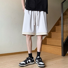 夏季新款冰丝垂感短裤港风休闲裤男免烫宽松凉感K23205-P39控58，男装牛仔裤，星座717
