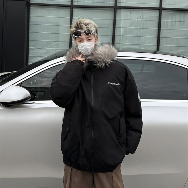 潮牌毛领派克服男女冬季宽松保暖棉衣加厚休闲棉服外套MY560,男装棉衣,星座1116A-1（原606A）