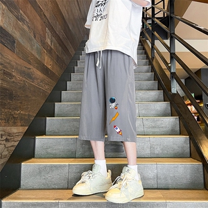 QK72165-P25 冰丝七分裤男大码速干短裤男五分裤 港风风格图片