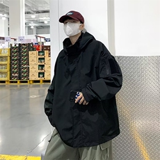 魔术贴冲锋衣男士春秋季防水户外运动连帽外套宽松夹克J284，男装夹克，星座1116A-1（原606A）