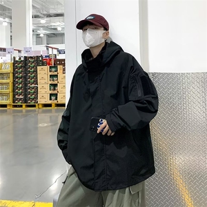 魔术贴冲锋衣男士春秋季防水户外运动连帽外套宽松夹克 J284图片
