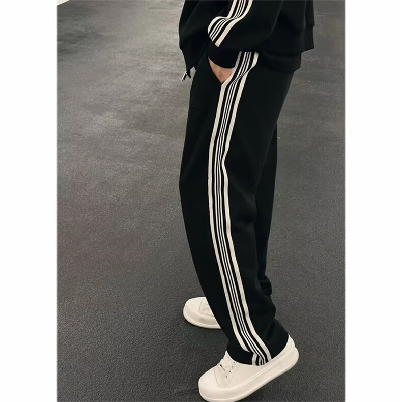 港风秋款男女运动套装卫衣三条杠条纹拼接外套TZ95P75,男装休闲套装,星座1013-1