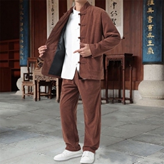 男士外套灯芯绒夹克套装盘扣立领风XZ1512-2501套装-P110，男装夹克，星座1512