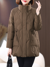 长期有货立领羽绒服中长款2024冬季新款宽松加厚白鸭绒外套女，女装羽绒服，璐依舞