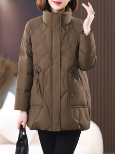 长期有货立领羽绒服中长款2024冬季新款宽松加厚白鸭绒外套女图片