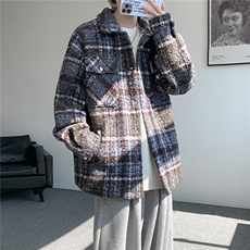 粗花呢格纹棉服复古大码夹棉加厚小香风毛圈格子呢外套LF101特P95，男装棉衣，电商B215