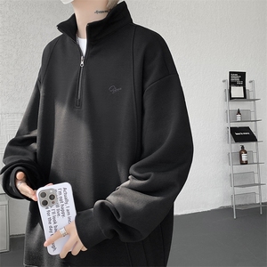 8XL-M重磅软糯美式半拉链立领卫衣男秋宽松大码复古POLO衫WY32P58图片