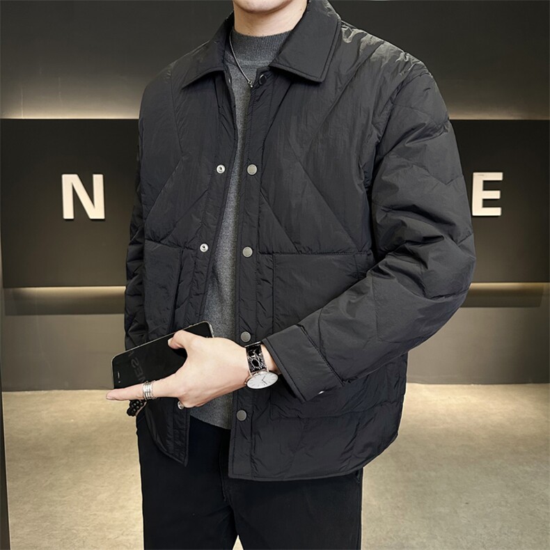 轻薄羽绒服男冬季潮流翻领短款外套男士标白鸭绒夹克Y2510-P155，男装夹克，电商A237