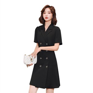 020新款西装连衣裙法式收腰显瘦气质学院风短款小香风百褶裙图片