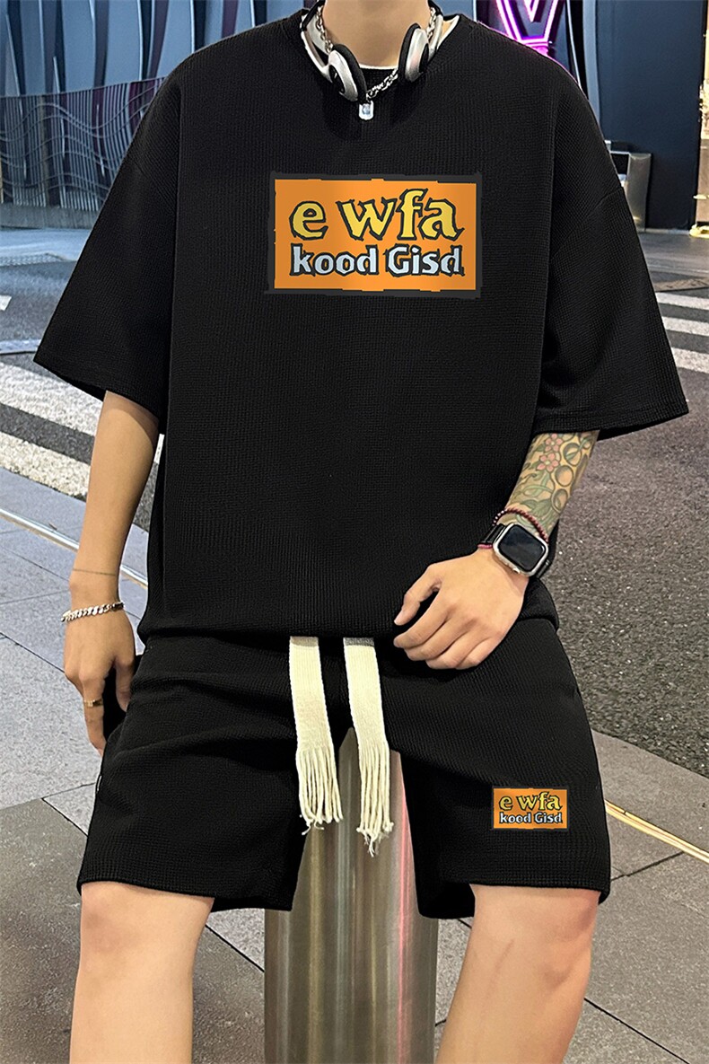 套装！华夫格套装短袖T恤短裤男TZ238-特P38,男装牛仔裤,电商B367